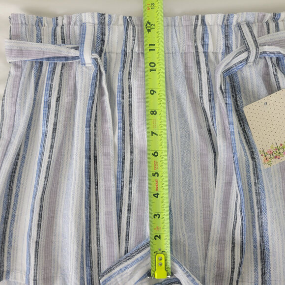 Bebop Shorts‎ Womens Large Multicolor Linen Blend High Rise New Striped Belted - Picture 4 of 14